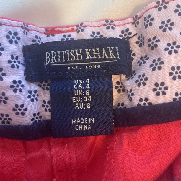 British khaki- coral Shorts - Picture 3 of 3